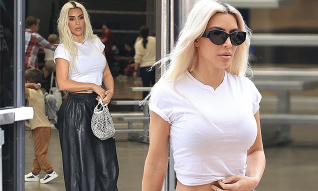 Kim Kardashian joins Kanye West and sister Khloe at son Saint's game