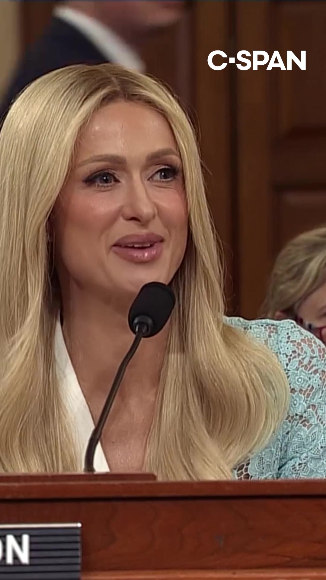 Paris Hilton complimented Rep. Claudia Tenney’s (R-NY) fashion while testifying Wednesday on Capitol Hill about improving child welfare programs.   “I love your jacket. The sparkles are amazing,” the socialite and child welfare advocate said. “I want to find out who made it later.”   #parishilton #houseofrepresentatives #congress #cspan