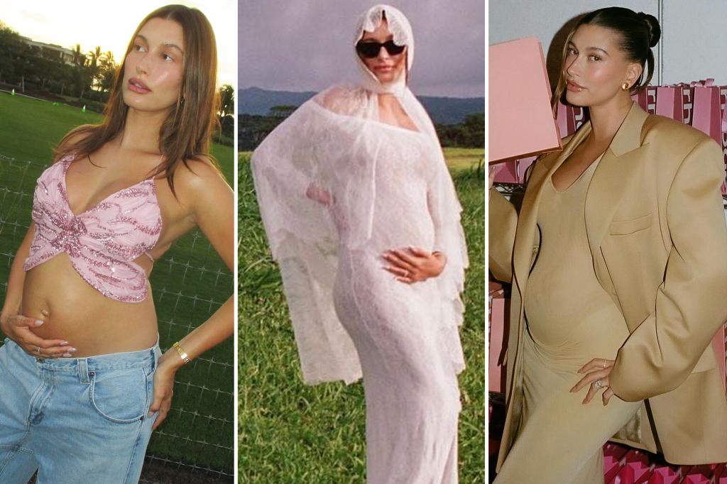 All of Hailey Bieber's pregnancy outfits: Catsuits, leather and...