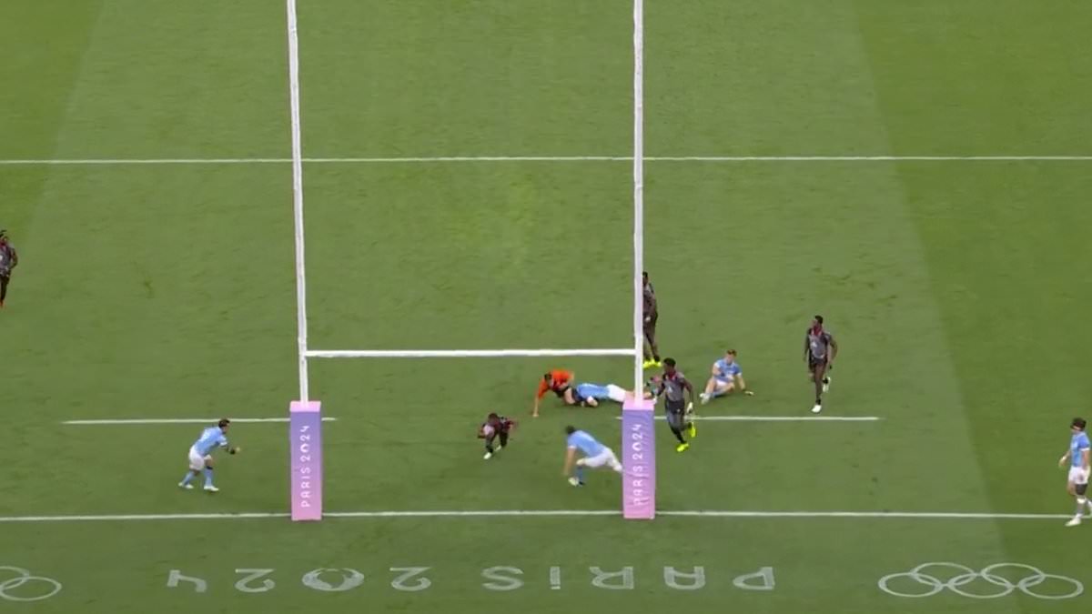 Hilarious Olympic moment in rugby sevens event sees Uruguay's Mateo Vinals tackle the REFEREE instead of Kenya's Samuel Asati