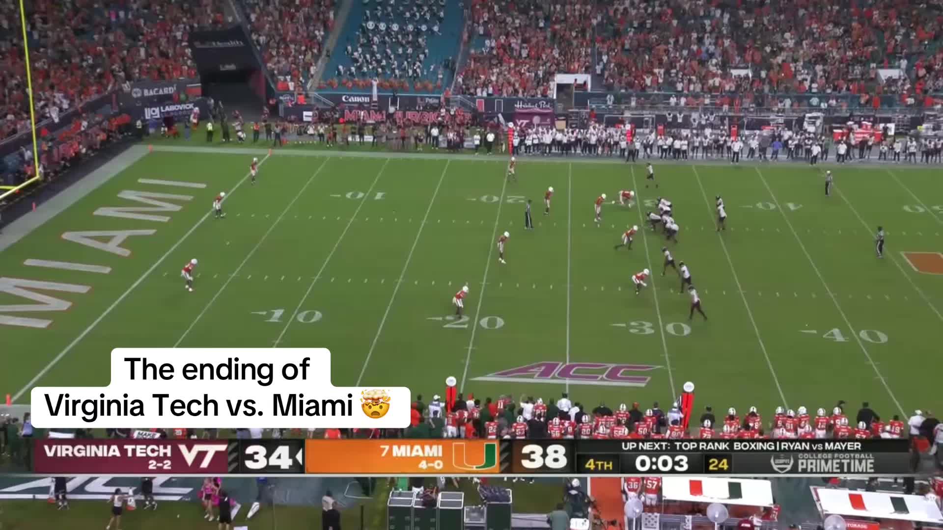 The ending of Virginia Tech vs. Miami ? #theu #collegefootball @ACCNetwork